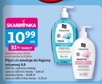 呕el do higieny intymnej nawil偶enie i od艣wie偶enie fresh Aa intymna promocja