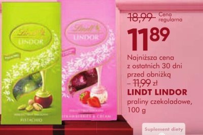 Praliny czekoladowe LINDT LINDOR, 100 g promocja w Super-Pharm