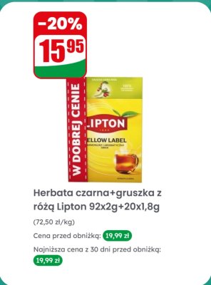 Herbata czarna+gruszka z różą  promocja w Dino