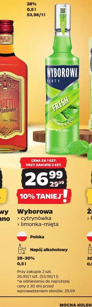 Likier 28% Wyborowa cytrynówka promocja w Netto