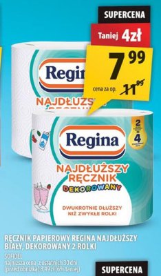 Ręcznik papierowy Regina Najdłuższy biały, dekorowany 2 rolki promocja w Arhelan