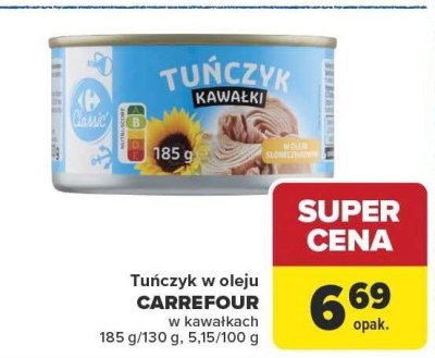 Tuńczyk w oleju CARREFOUR w kawałkach promocja w Carrefour Market
