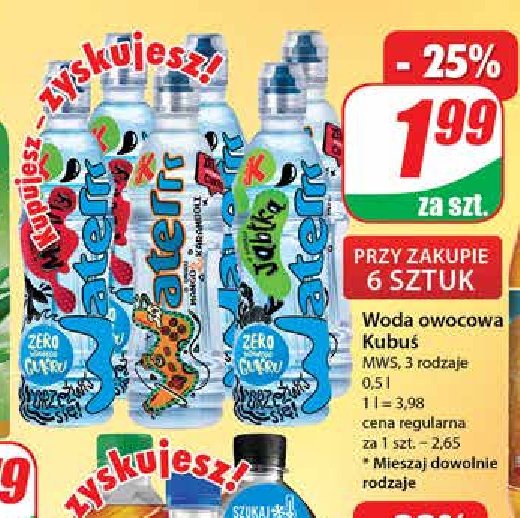 Woda mango-gruszka Kubu艣 waterrr promocja