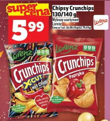 Chipsy Crunchips 130/140 g Lorenz promocja w TOPAZ