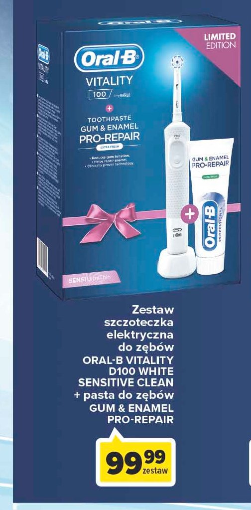 Szczoteczka do zębów vitality 100 + pasta do zębów 75 ml Oral-b vitality sensi ultrathin promocja w Rossmann