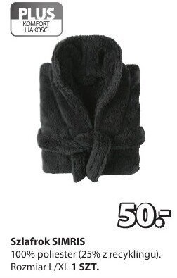 Szlafrok SIMRIS 100% polyester (25% z recyklingu). Rozmiar L/XL promocja w Jysk