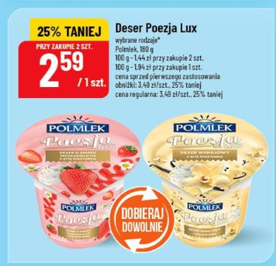 Deser Poezja Lux Polmlek wybrane rodzaje 100g-144g promocja w POLOmarket