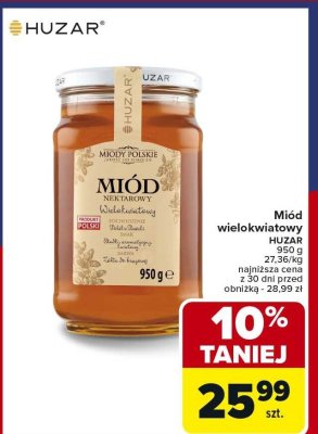 Miód wielokwiatowy nektarowy HUZAR promocja w Carrefour
