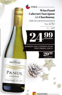 Wino Panul Cabernet Sauvignon lub Chardonnay białe lub czerwone/wytrawne promocja w POLOmarket