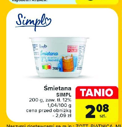 Śmietana 12 % Simpl promocja