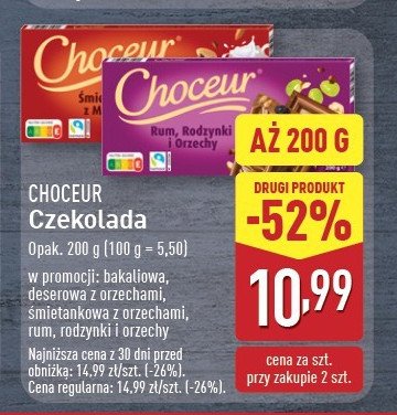 Czekolada deserowa z orzechami laskowymi Choceur promocja w Aldi