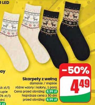 Skarpety z wełną damskie/męskie promocja w Dino