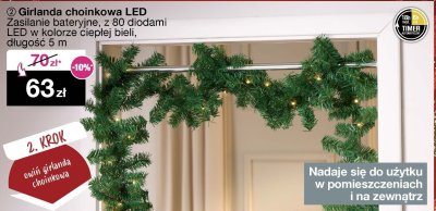 Girlanda choinkowa LED, zasilanie bateryjne, z 80 diodami LED w kolorze ciepłej bieli, długość 5 m promocja w Woolworth