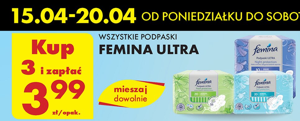 Podpaski night Femina ultra promocja w Biedronka