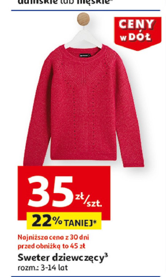 Sweter dziewczęcy 3-14 lat promocja w Auchan