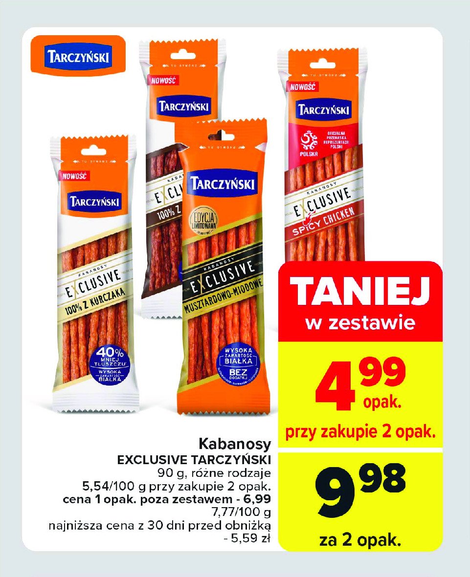 Kabanosy 100% z kurczaka Tarczyński exclusive promocja w Carrefour
