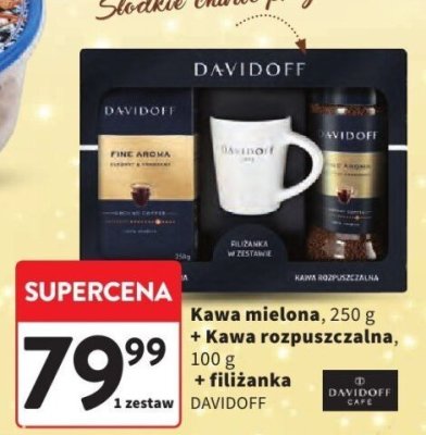 Kawa mielona Davidoff Fine Aroma + Kawa rozpuszczalna Davidoff + filiżanka promocja w Intermarche