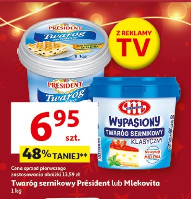 Twaróg sernikowy Président lub Mlekovita promocja w Auchan