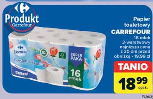 Papier toaletowy biały Carrefour promocja