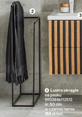 Lustro okrągłe na pasku w czarnej ramie 50 cm promocja w Castorama