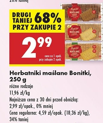 Herbatniki pełnoziarniste Bonitki promocja w Biedronka