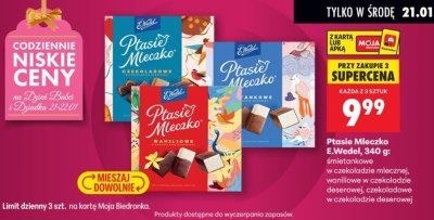 Czekolada Ptasie Mleczko E.Wedel 340g promocja w Biedronka