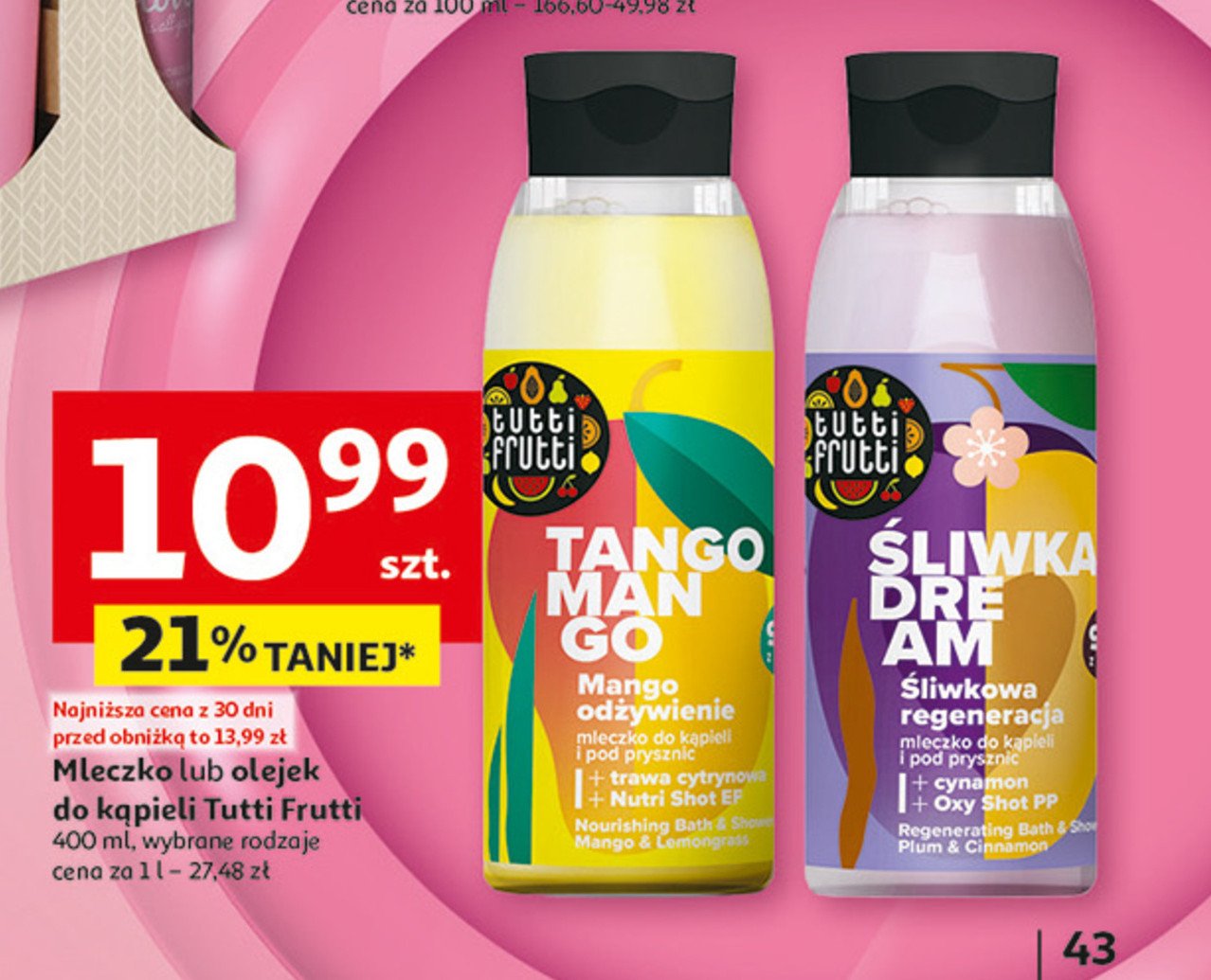 Mleczko do kąpieli tango mango Farmona tutti frutti promocja w Auchan