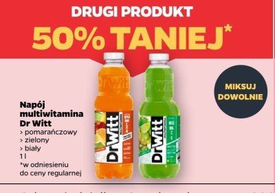 Napój multiwitamina Dr Witt biały drugi -50% taniej promocja w Netto