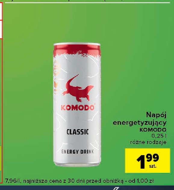 Napój classic Komodo energy drink promocja