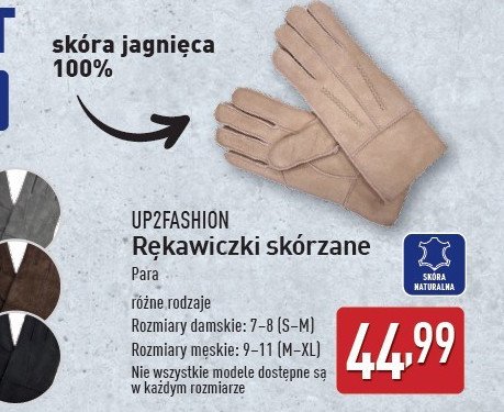 Rękawiczki ze skóry jagnięcej damskie s-m Up2fashion promocja w Aldi