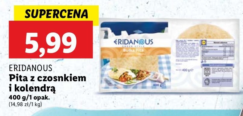 Pita z czosnkiem i kolendrą Eridanous promocja