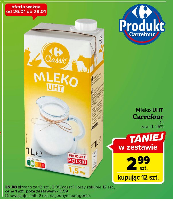 Mleko 2 % Carrefour promocja