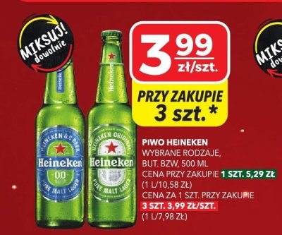 Piwo Heineken 0.0% bezalkoholowe but. 500 ml promocja w Top Market