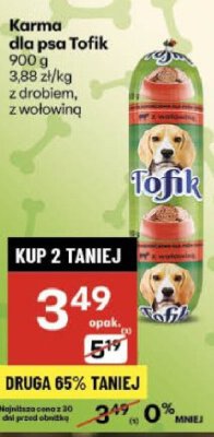 Karma dla psa Tofik promocja w Delikatesy Centrum