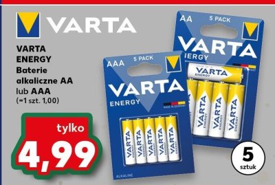 Baterie alkaliczne AA lub AAA Varta Energy 5 sztuk promocja w Kaufland