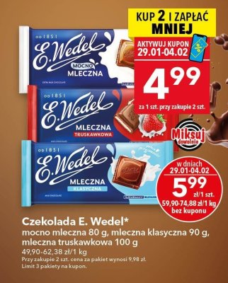 Czekolada E. Wedel mleczna klasyczna 90 g promocja w LEWIATAN