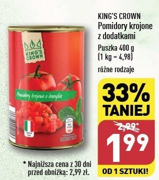 Pomidory krojone arrabbiata z bazylią King's crown (aldi) promocja