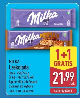 Czekolada MILKA Alpine Milk lub Peanut Caramel w wyborze promocja w Aldi