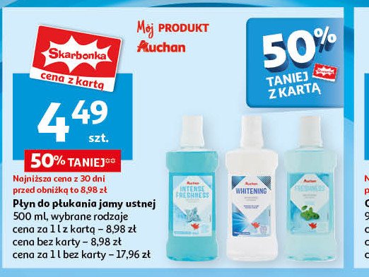 Płyn do higieny jamy ustnej intensywna świeżośc Auchan promocja