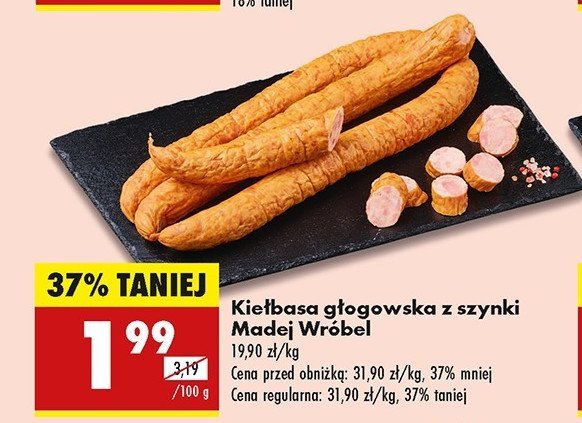 Kiełbasa głogowska z szynki Madej & wróbel promocja w Biedronka