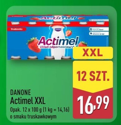Actimel XXL DANONE o smaku truskawkowym promocja w Aldi