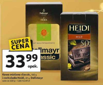 Kawa mielona classic Dallmayr 580 g i czekolada Heidi 80 g promocja w Auchan