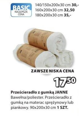 Prześcieradło Janne 90x200x30 cm promocja w Jysk