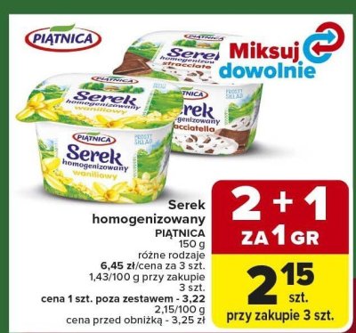 Serek homogenizowany PIĄTNICA promocja w Carrefour Market