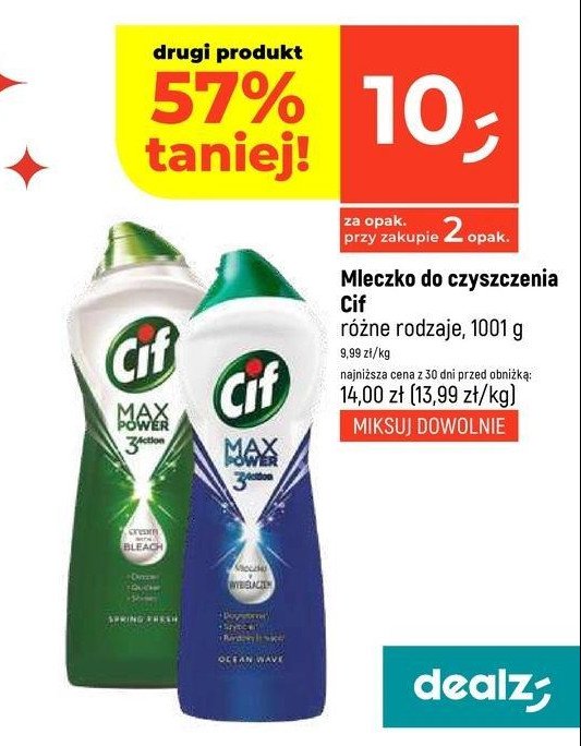 Mleczko do czyszczenia spring fresh Cif max power 3 action promocja w Dealz