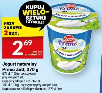 Jogurt naturalny Primo Zott, 370 g promocja w Twój Market