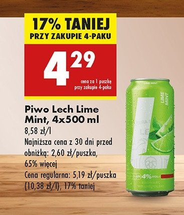 Piwo Lech lime mint promocja w Biedronka