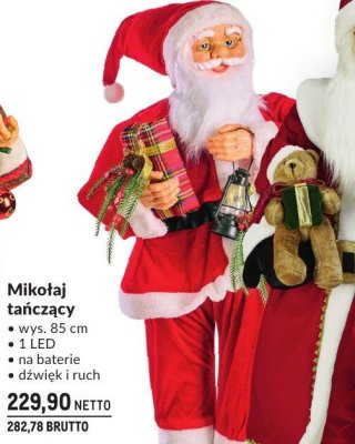 Mikołaj tańczący wys. 85 cm, 1 LED, na baterie, dźwięk i ruch promocja w Makro