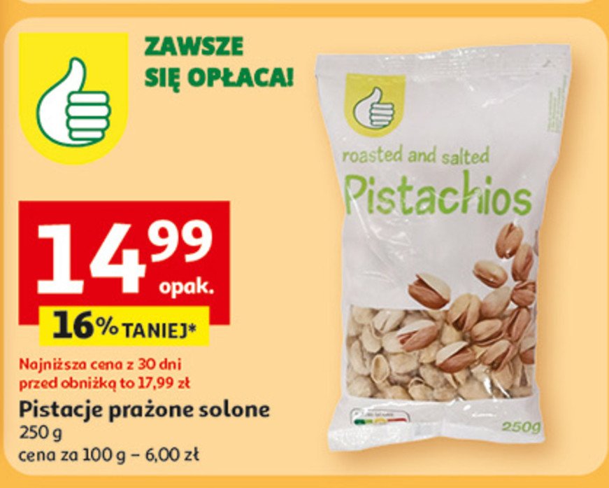 Pistacje prażone solone Podniesiony kciuk promocja w Auchan
