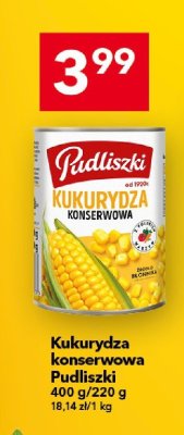 Kukurydza konserwowa Pudliszki 400 g/220 g promocja w LEWIATAN